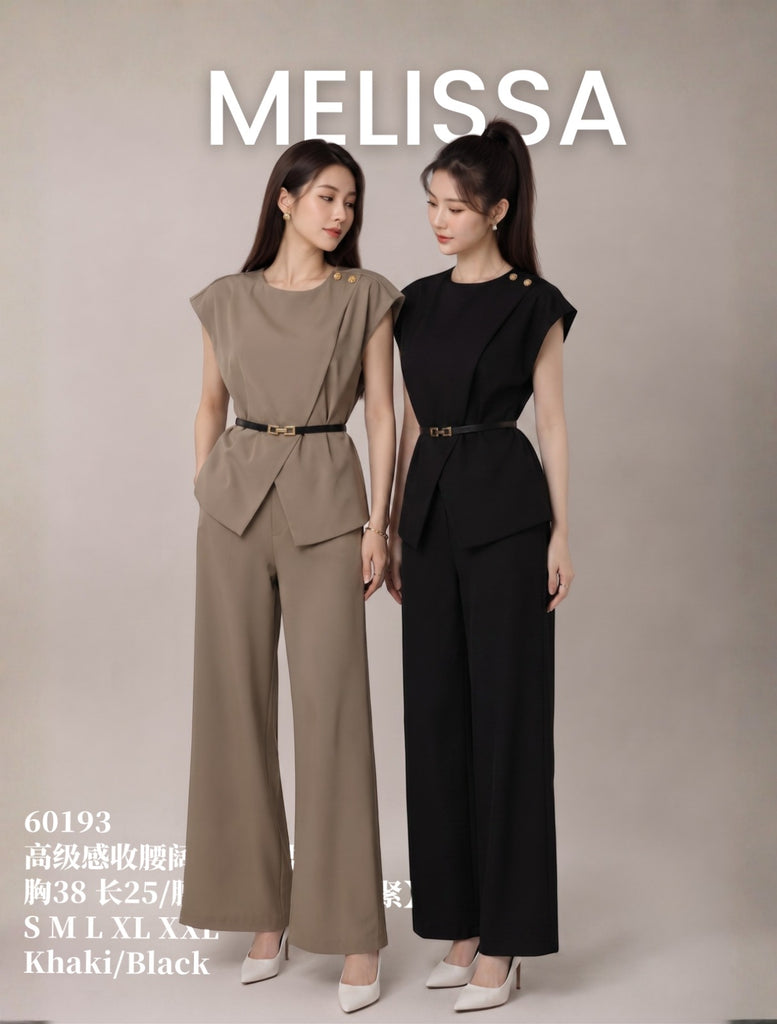 Premium Polyester Casual Set Wear高级收腰阔腿裤套装 (ME.6) 60193