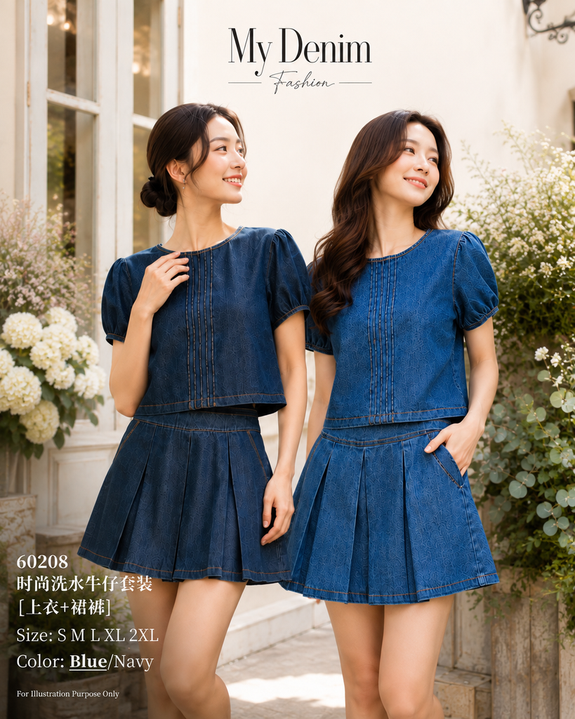 Premium Denim Skort Set Wear 时尚洗水牛仔套装 (ME.5) 60208