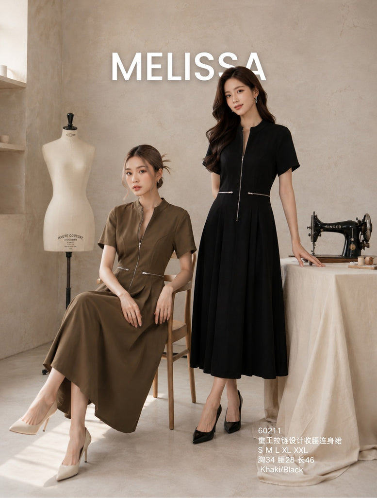 Premium Zipper Cinch-Waist Dress 重工拉链设计收腰连身裙(ME.7)60211