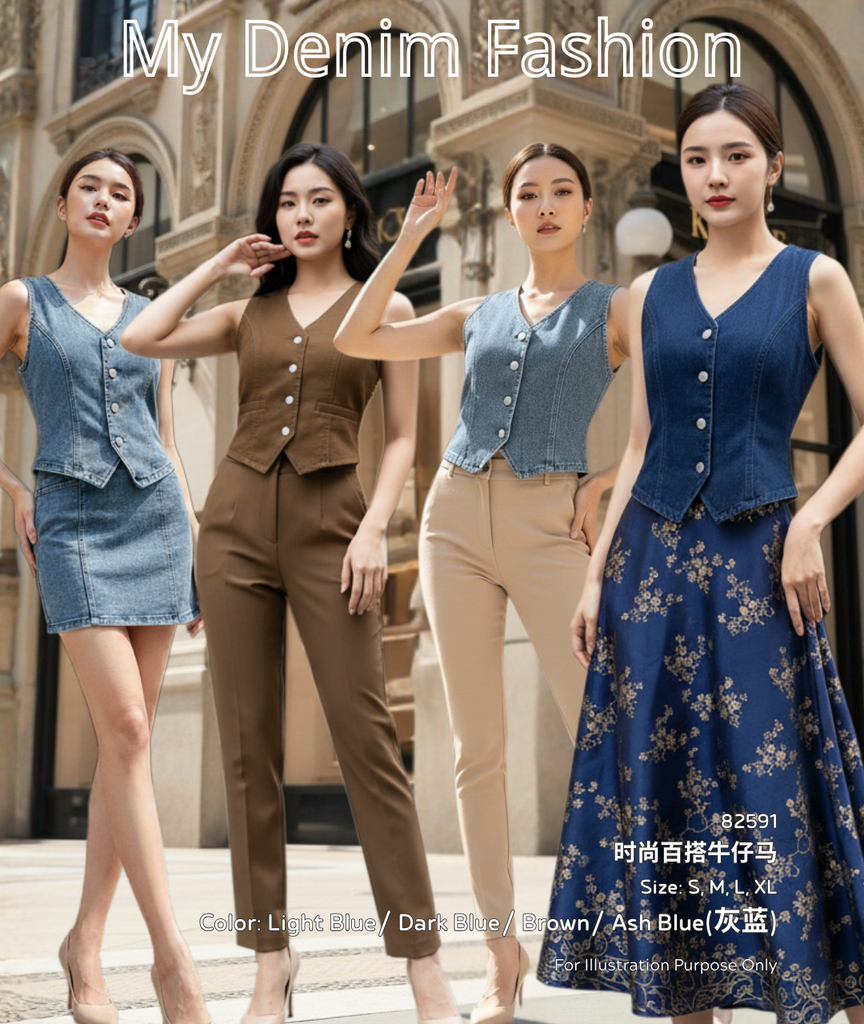 Premium Stylish Denim Vest Top 韩系时尚百搭牛仔马 (SE.6) 82591