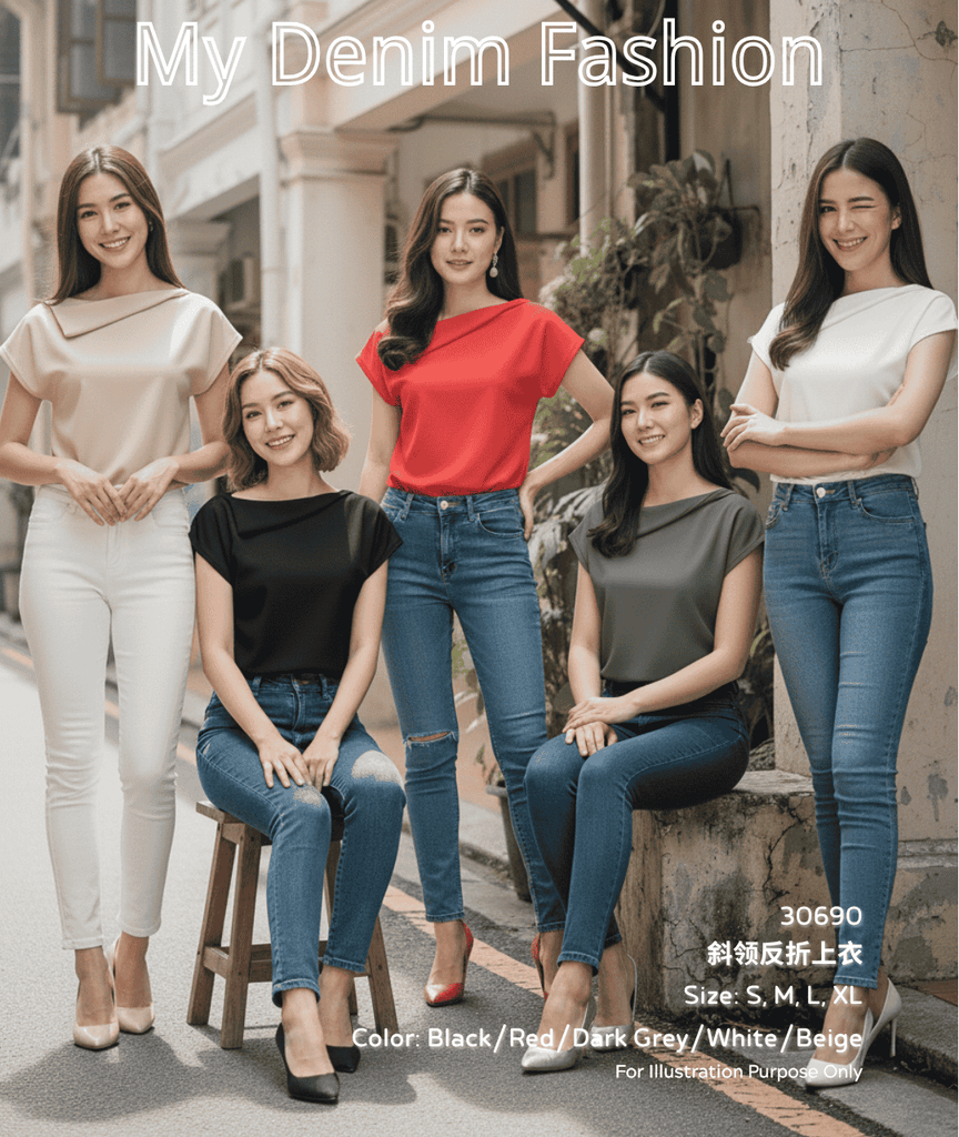 Premium Asymmetric Neckline Roman Top 高品时尚不对称斜领上衣 (ME.7) 30690