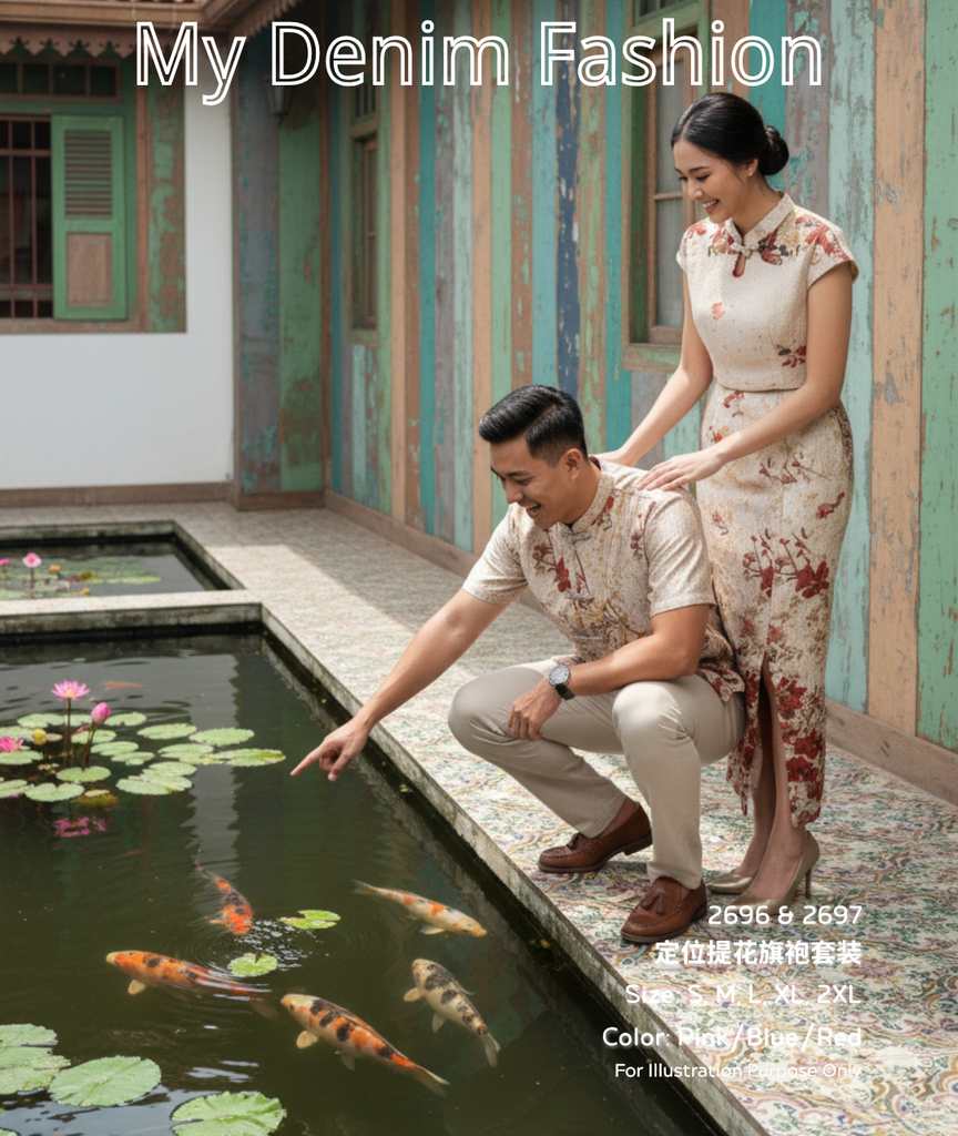 (Preorder)Premium Cheongsam Set / Couple Set(预购)立体提花长款旗袍套装/男款新春上衣/情侣套装 (CH) 2696/2697