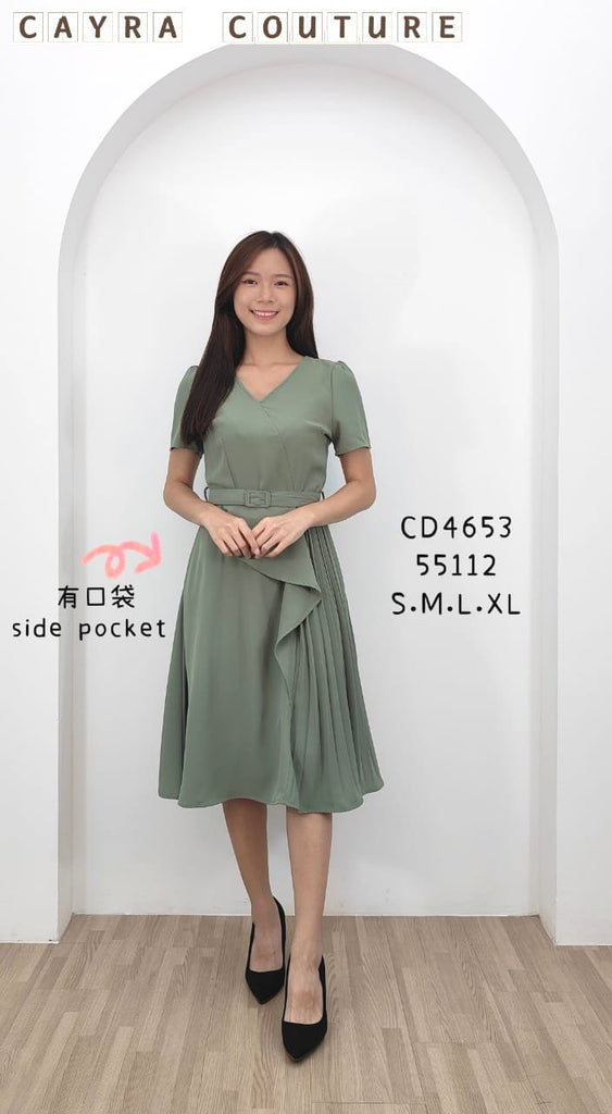 Premium OL Dress 气质荷叶边百褶OL连身裙 (CR.4) CD4653/55112