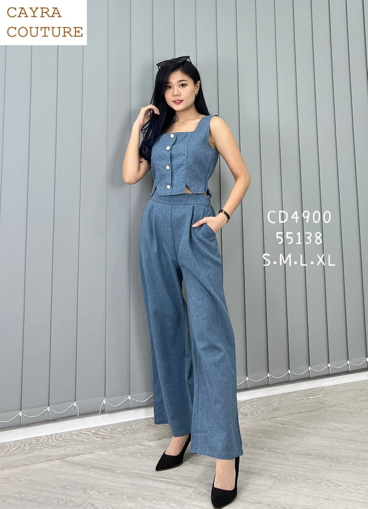 Premium Lady Set Wear 绝美无袖软麻长裤套装 (CR) CD4900/55138