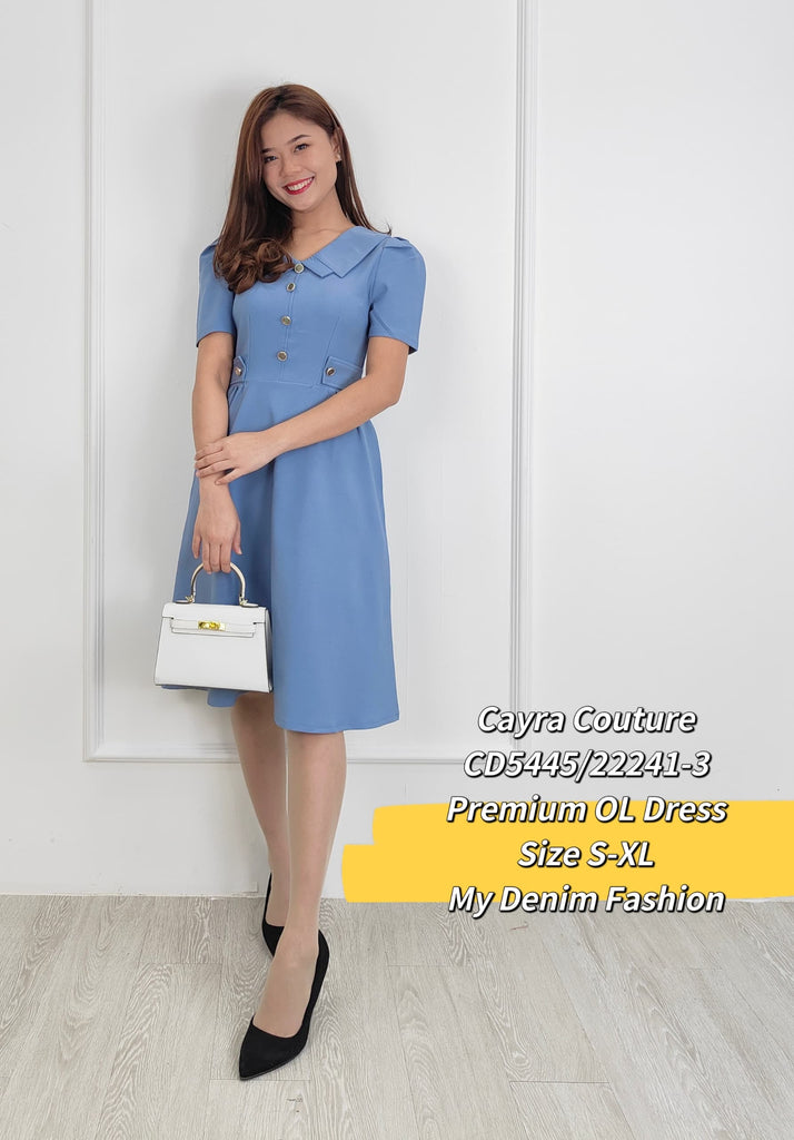 Premium OL Dress 甜美翻V领口OL连身裙 (CR.4) CD5445/22241-3