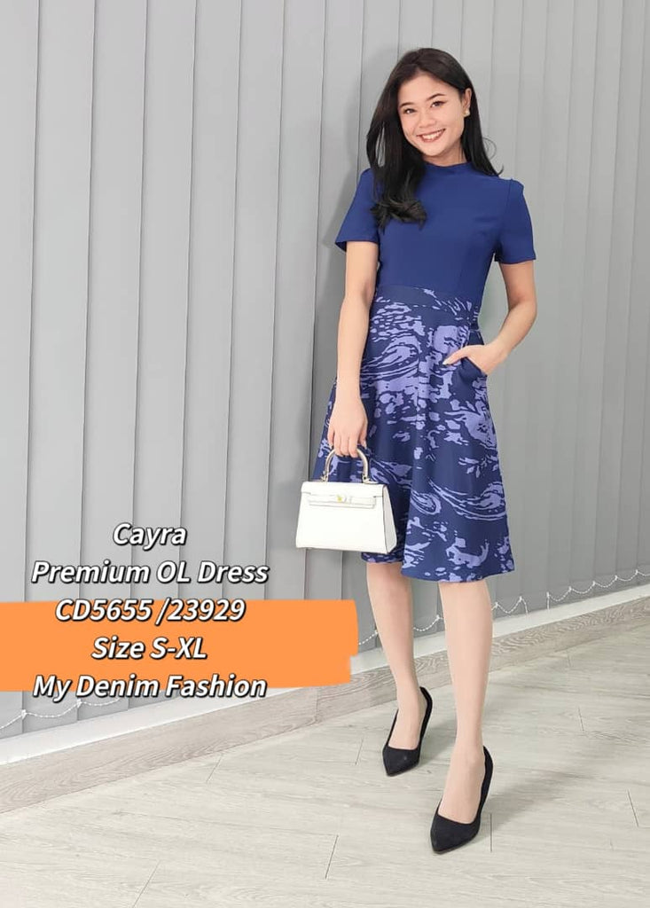 Premium OL Dress 高雅印图拼接OL连身裙 (CR.4) CD5655/23929