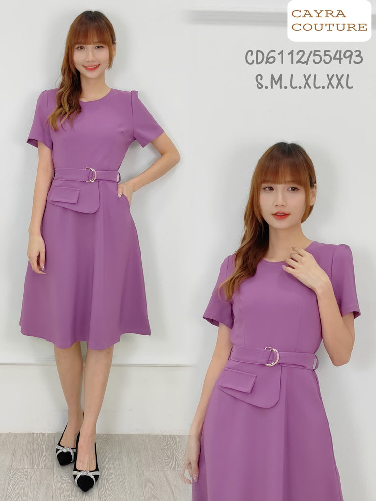 Premium Round Neck OL Dress 优雅气质纯色圆领OL连身裙 (CR) CD6112/55493