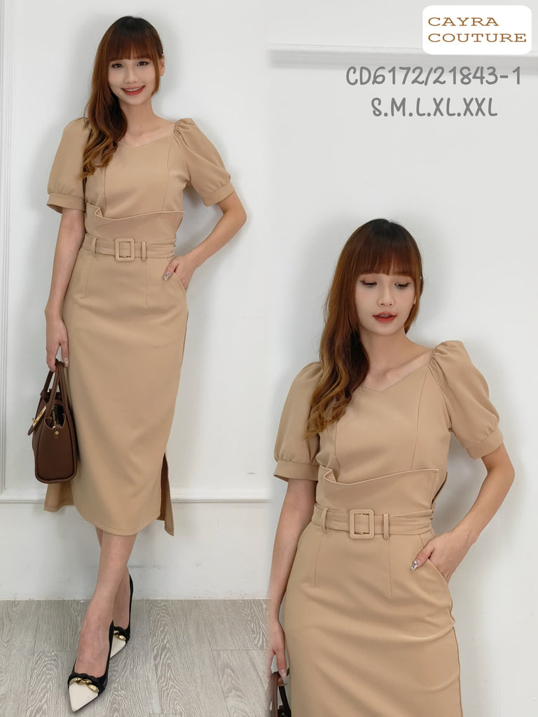 (Promo Price) Premium V Neck OL Set Wear 高品精致V领短袖OL套装 (CR) CD6172/21843-1