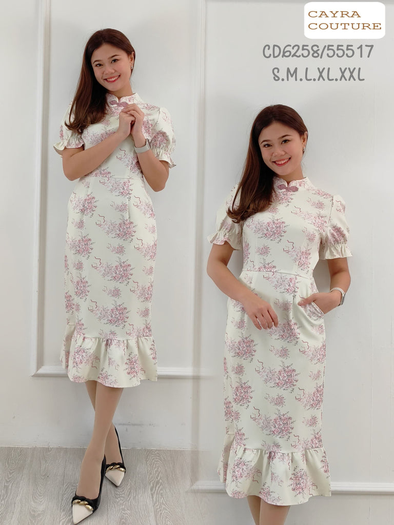 Premium Floral Print Cheongsam 高品涤纶短袖印花旗袍 (CR.4) CD6258/55517