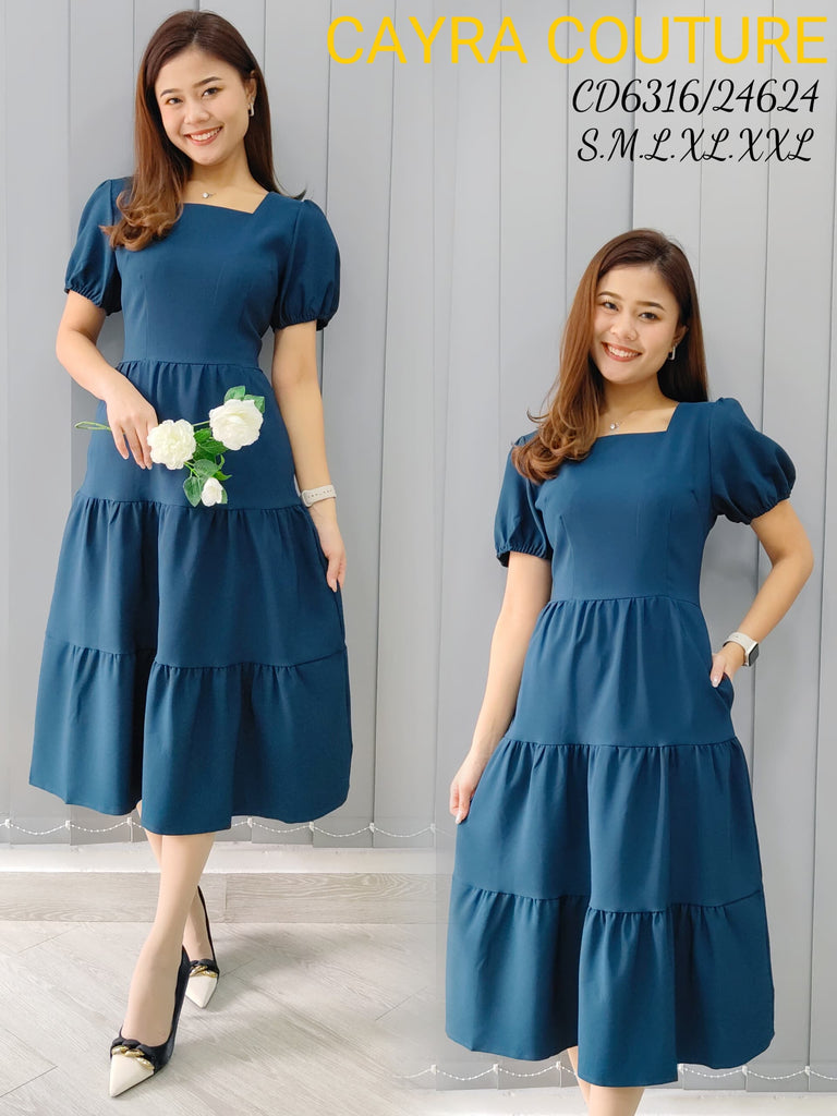 Premium Square Neck OL Dress 高品方领短袖纯色OL连身裙 (CR.) CD6316/24624