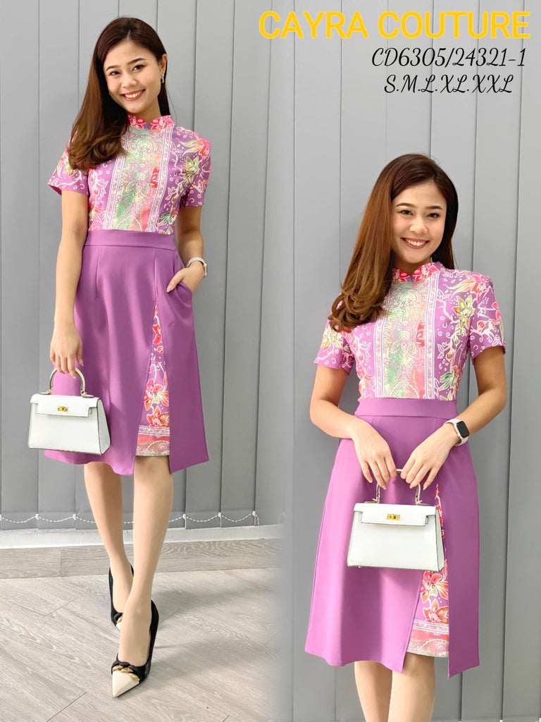 Premium Batik Turtle Neck OL Dress 高品涤纶高领巴迪OL连身裙 (CR.) CD6305/24321-1