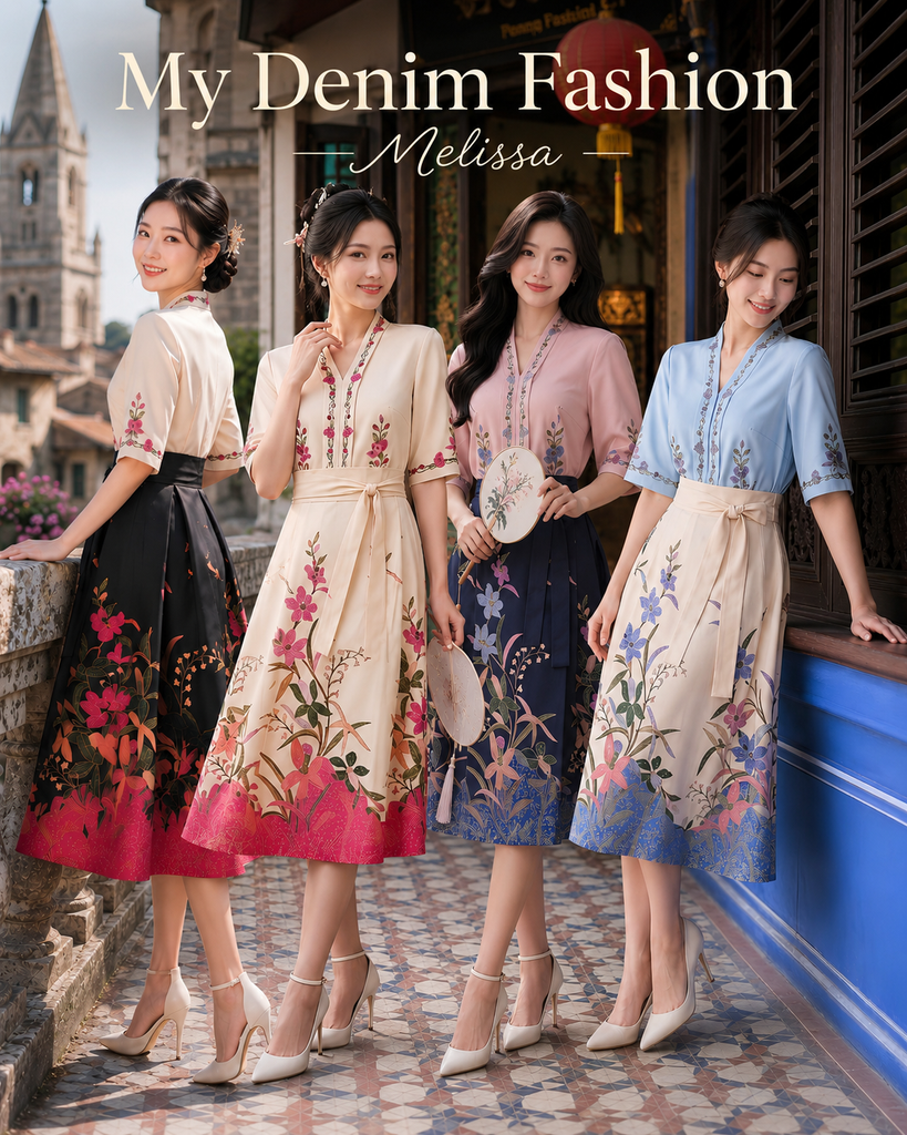 Premium Floral Print Pleated Midi Skirt 印花百褶半身裙 (ME.15) 13076