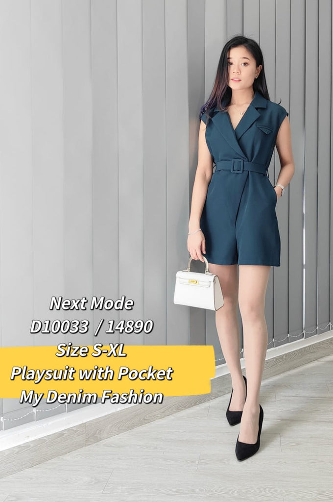 Premium Lady Playsuit 时髦无袖翻V领连身短裤 (NM.4) D10033/14890