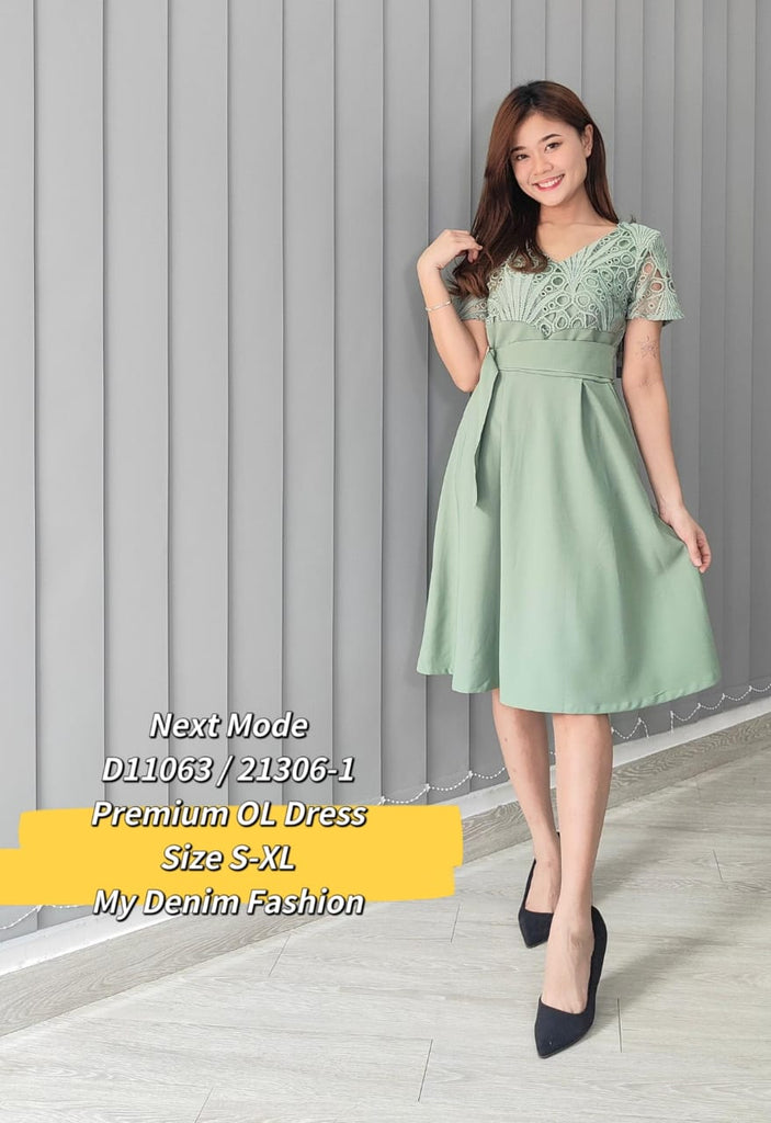 Premium OL Dress 水溶蕾丝OL拼接连身裙 (NM.5) D11063/21306-1