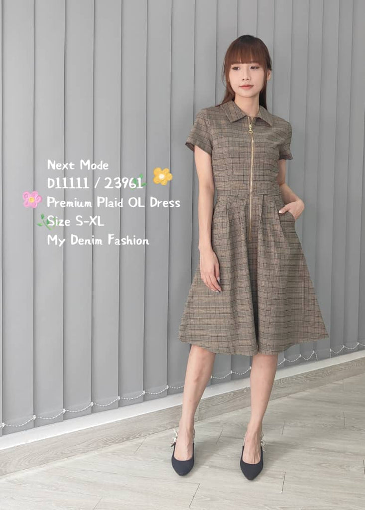 Premium OL Dress 绝美格纹翻领OL连身裙 (NM.4) D11111/23961