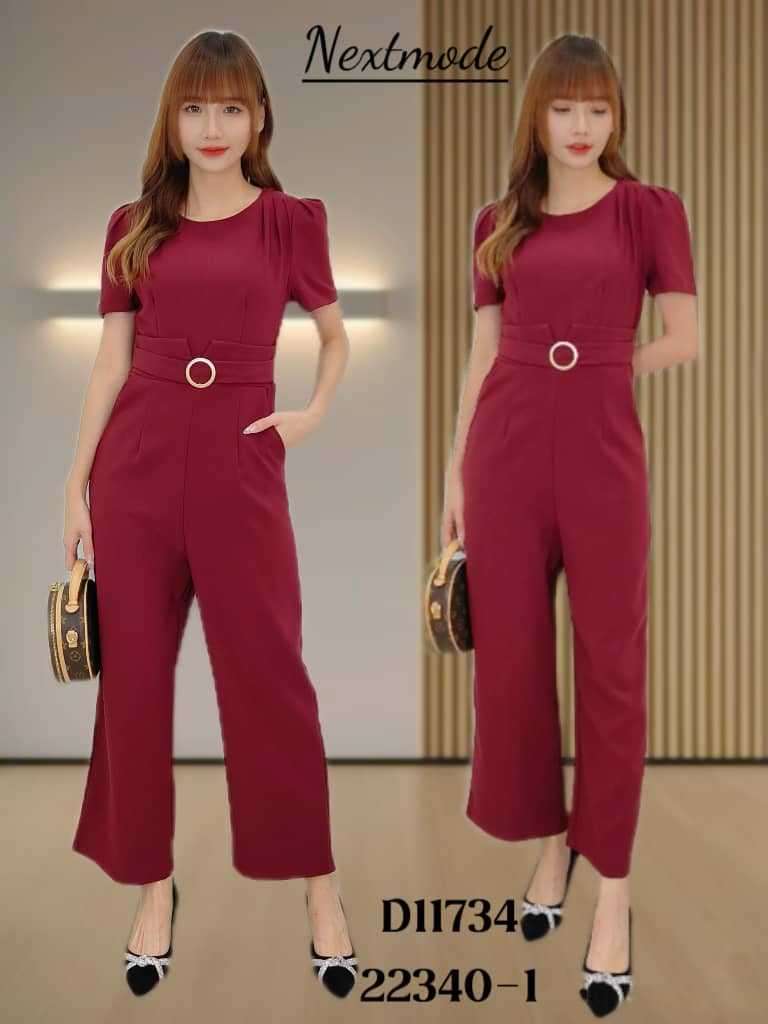 Premium Short Sleeve OL Jumpsuits 高品涤纶圆领短袖OL连身裤 (NM.4) D11734/22340-1