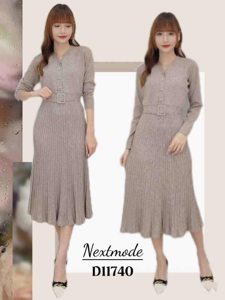 Premium Knitted Long Sleeve OL Dress 高品针织V领长袖OL连身裙 (NM.2) D11740/20276