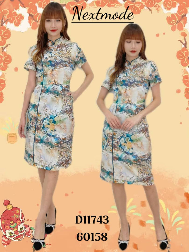 Premium Floral Print Cheongsam 高品时尚涤纶高领旗袍 (NM.3) D11743/60158