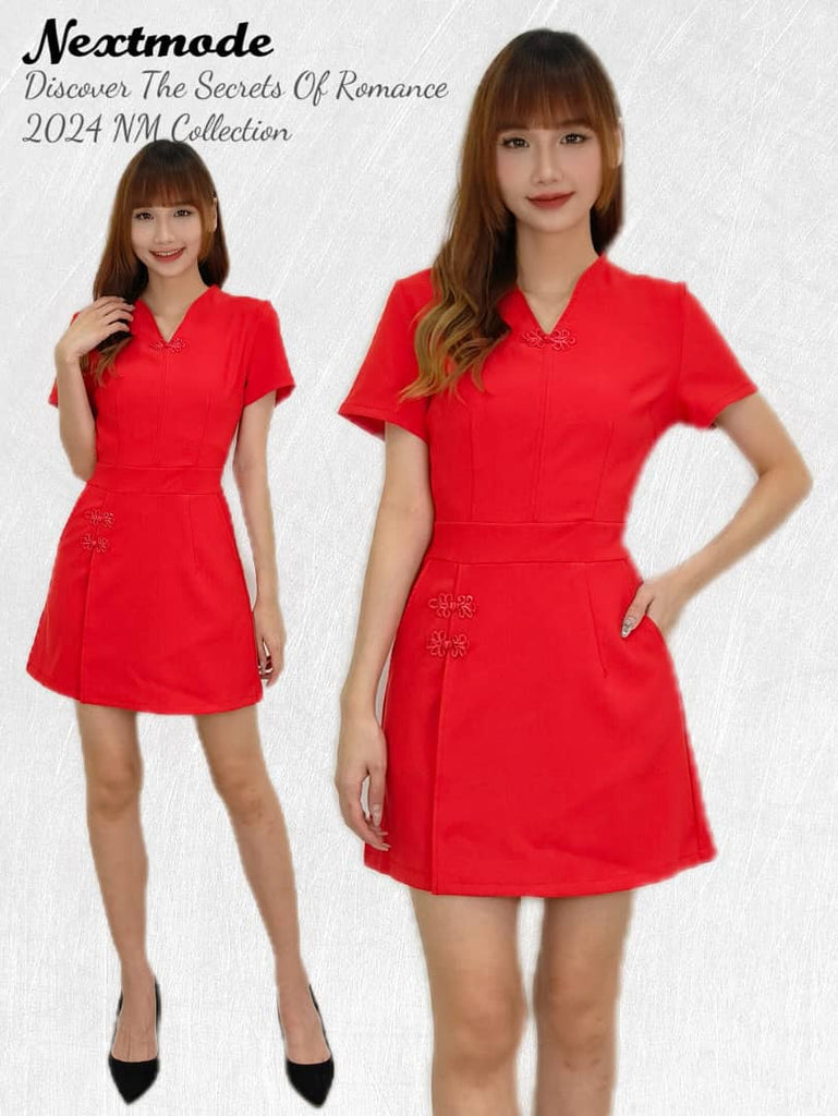 Premium V Neck Cheongsam Playsuit 高品V领短袖旗袍连身裤 (NM.4) D11843/60153