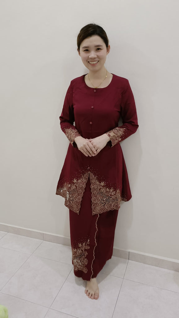 Premium Modern Baju Kurung 高品圆领蕾丝马来装连身裙 (FC.) D2212