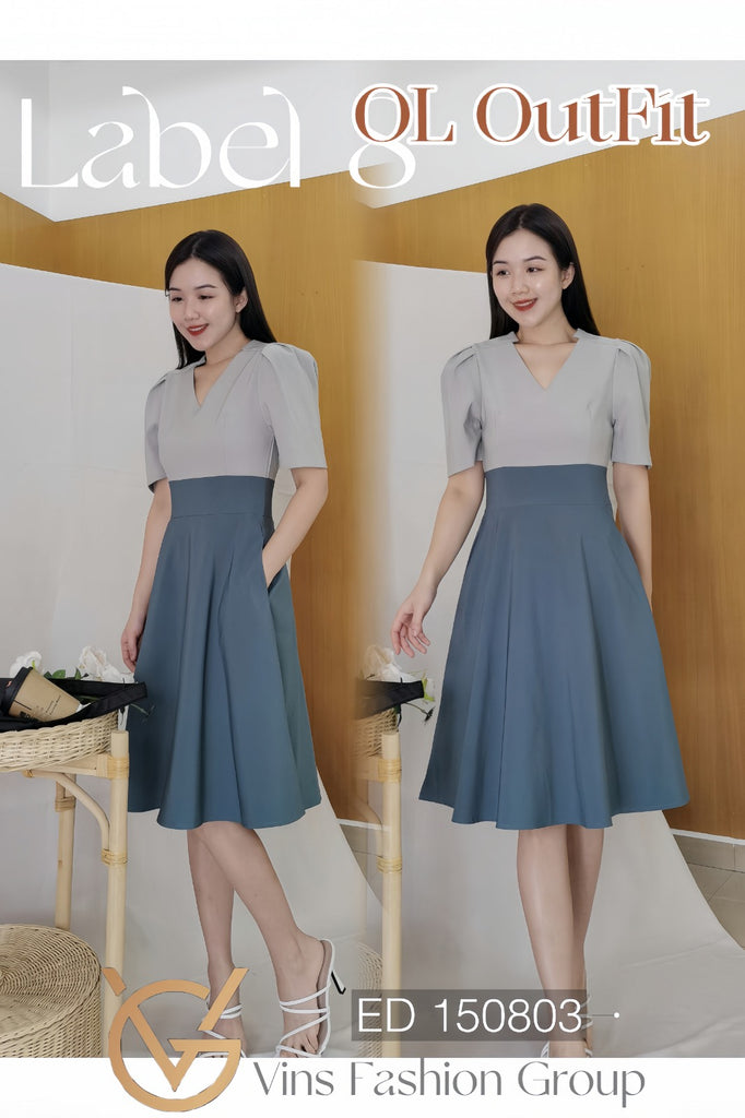 Premium OL Dress 气质简约拼色OL连衣裙 (LA.4) ED150803