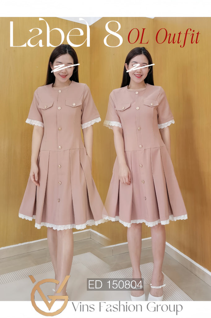 Premium OL Dress 减龄圆领蕾丝边OL连身裙 (LA.3) ED150804
