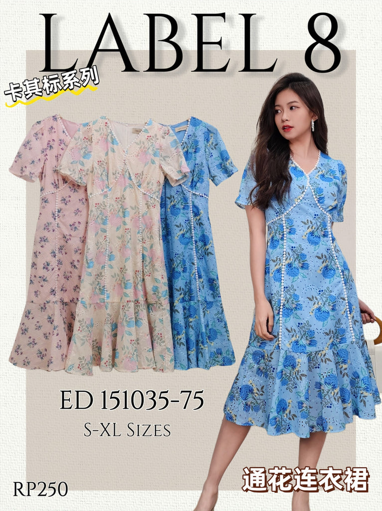 Premium Embroidery OL Dress 通花碎花甜美OL连衣裙 (LA.4) ED151035