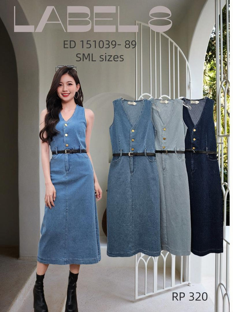 Premium Denim Sleeveless Dress 高品休闲牛仔无袖中长裙 (LA.3) ED151039