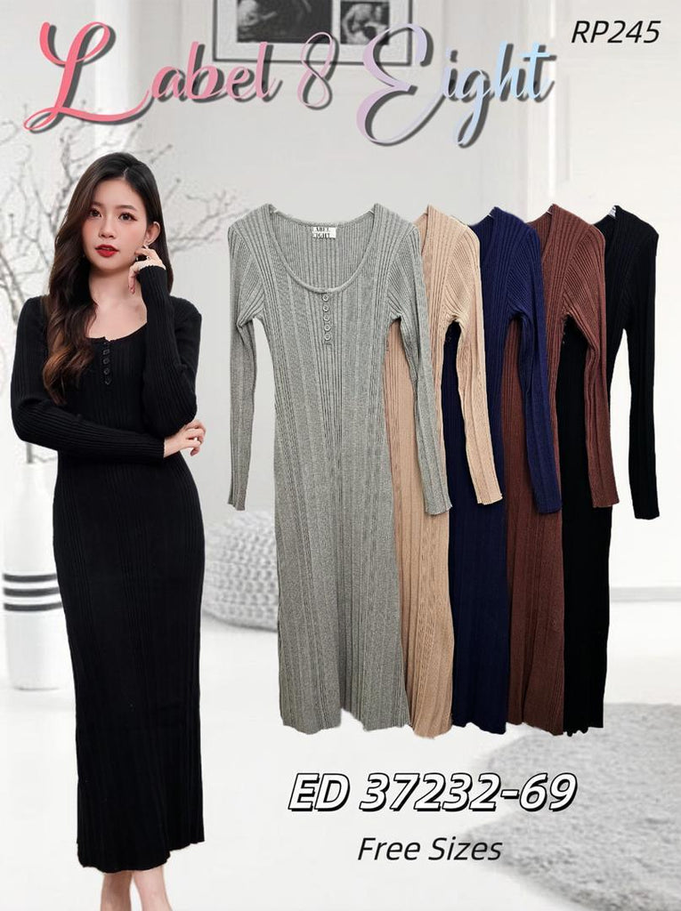 Premium Long Sleeve Knitted Dress 高品长袖针织圆领连衣裙 (LA.4) ED37232