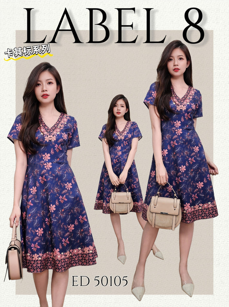 Premium Batik Lady Dress 南洋风印花OL连身裙 (LA.4) ED50105