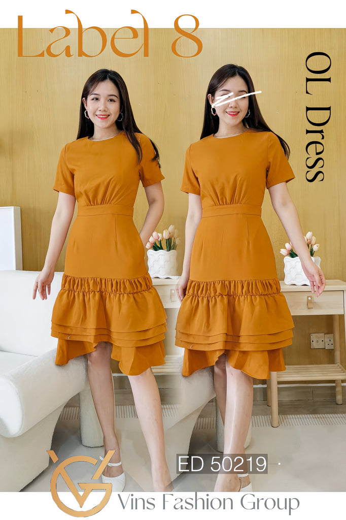 Premium OL Dress 简约纯色圆领OL蛋糕连衣裙 (LA.4) ED50219
