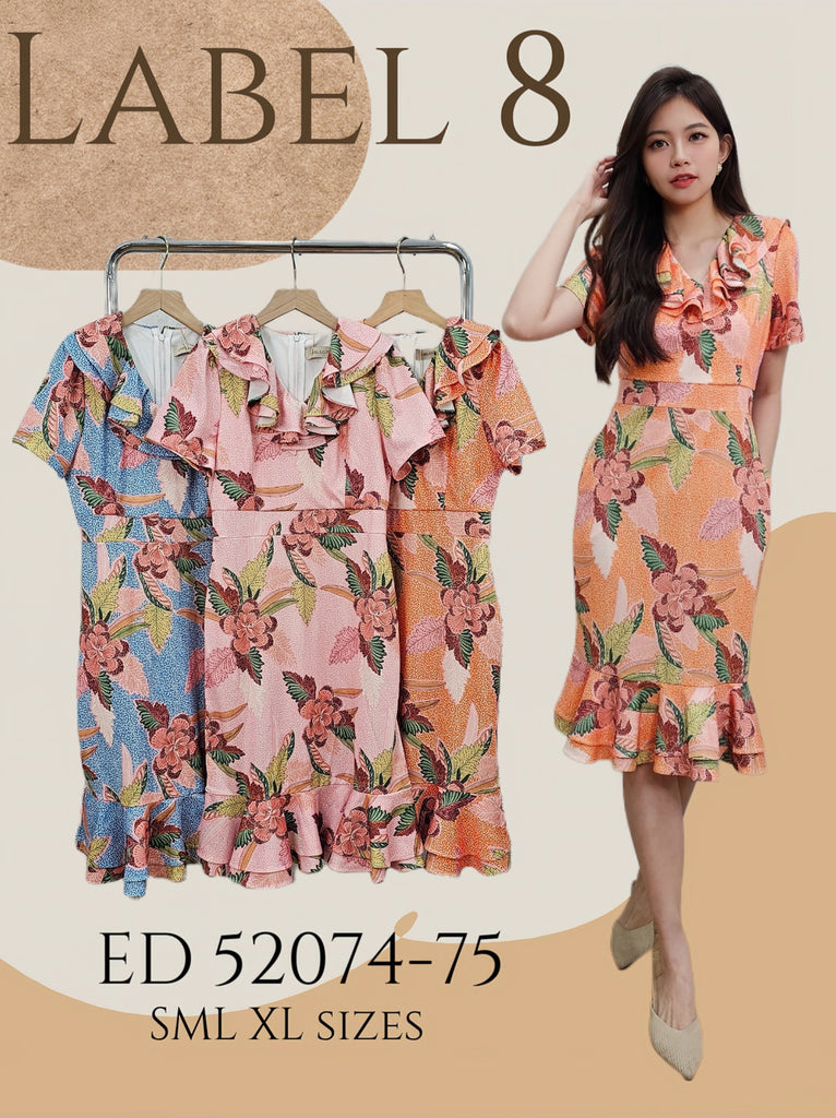 Premium Lady Batik Dress 波浪领峇迪OL连衣裙 (LA.4) ED52074