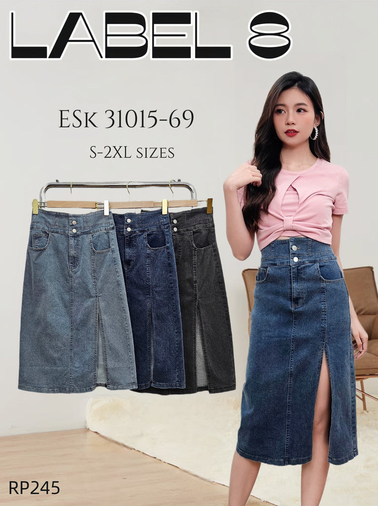 Premium Denim Hem Split Midi Skirt 高品简约开叉牛仔半裙 (LA.4) ESK31015