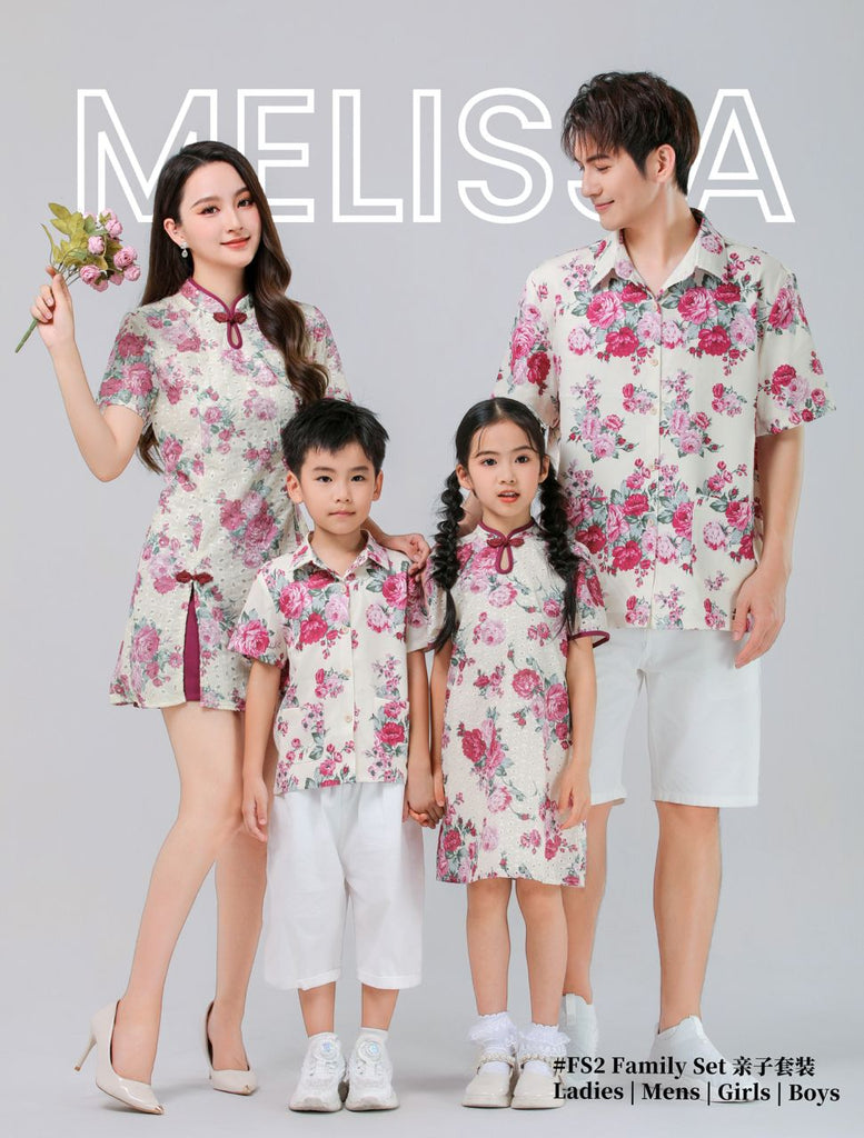 (Preorder-1)Premium CNY Family Set Wear / Cheongsam 2025新年款碎花亲子装/套装/亲子旗袍 (ME) FS2-1