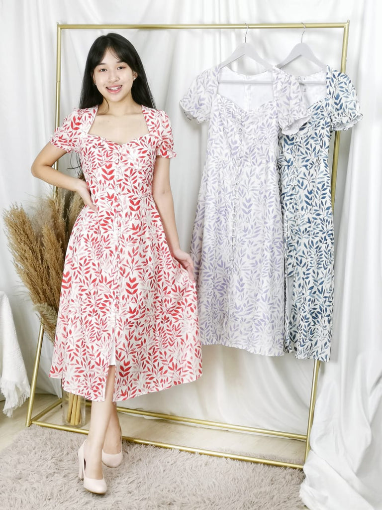 Premium Lady Dress 优雅爱心领印花连身裙（WH) 22353