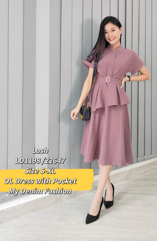 Premium OL Dress 淑女简约圆领OL连身裙 (LH.5) LD1198/22647