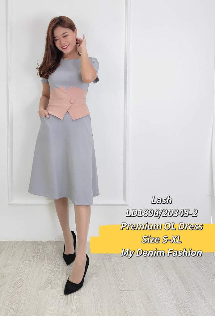 Premium OL Dress 端庄拼色显瘦OL连衣裙 (LH.4) LD1696/20345-2
