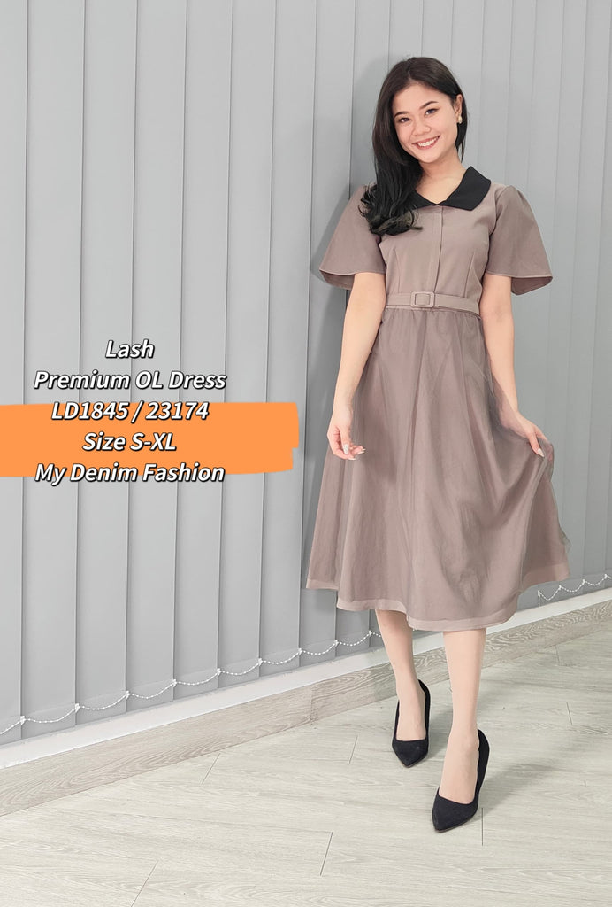 Premium OL Dress 减龄翻领网纱OL连身裙 (LH.4) LD1845/23174