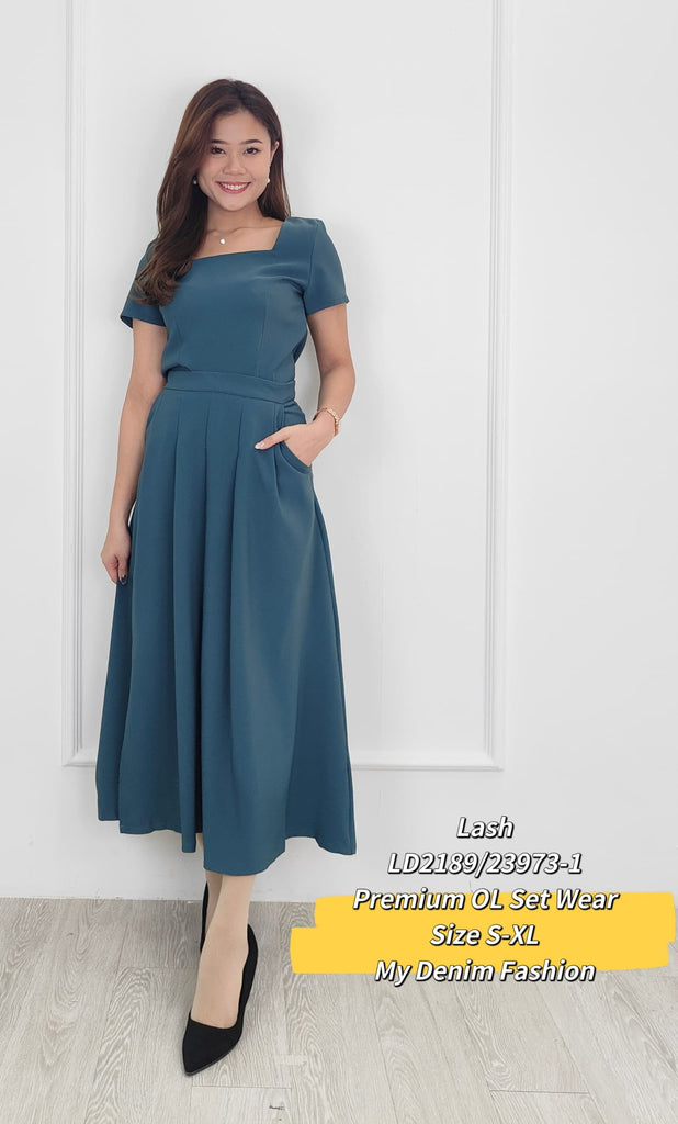 Premium Pleated Top Skirt OL Set Wear 轻奢高级感褶皱裙套装 (LH.4) LD2189/23973-1