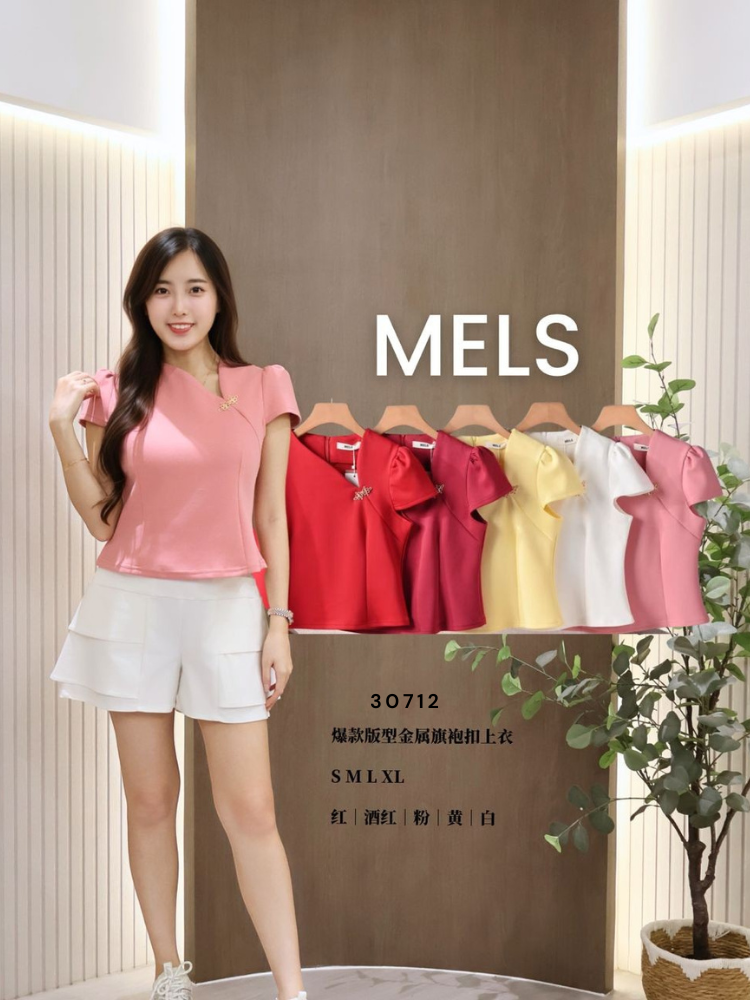 Premium Asymmetric Neckline with Buckle Roman Top 时尚斜领金属扣上衣 (ME.12) 30712