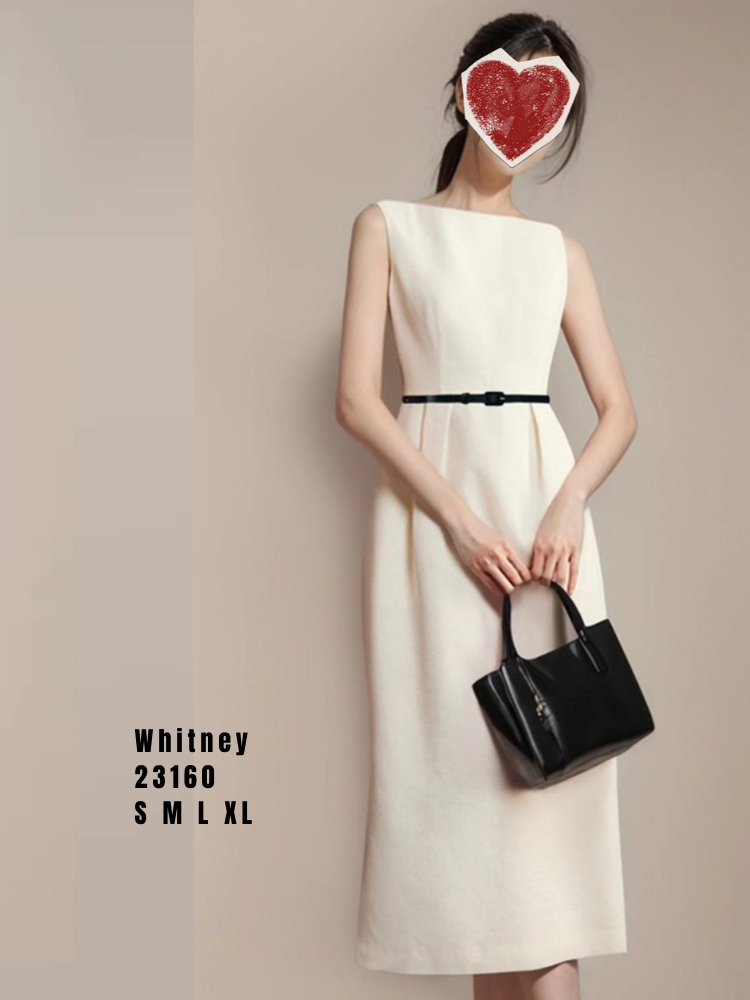 Premium Sleeveless Boat Neck Midi Dress 高品韩版一字肩连衣裙 (WH.3) 23160