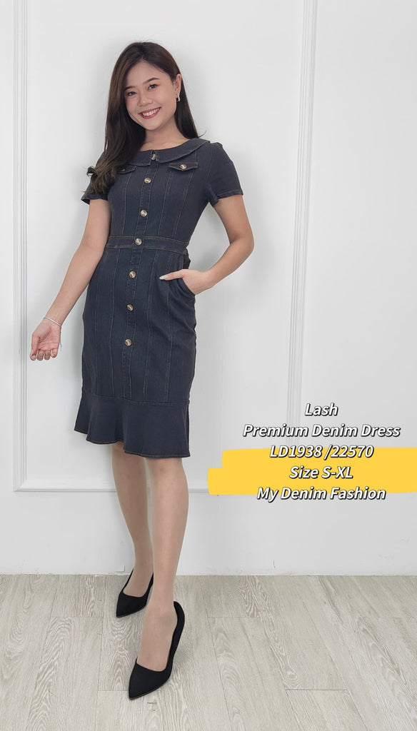 Premium OL Denim Dress 百搭弹力牛仔连身裙 (LH.3) LD1938/ 22570