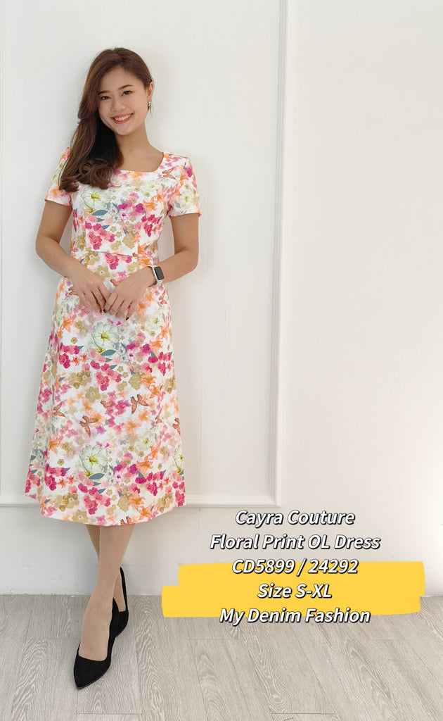 Premium Floral OL Dress 绝美方领OL连身裙 (CR.4) CD5899/24392