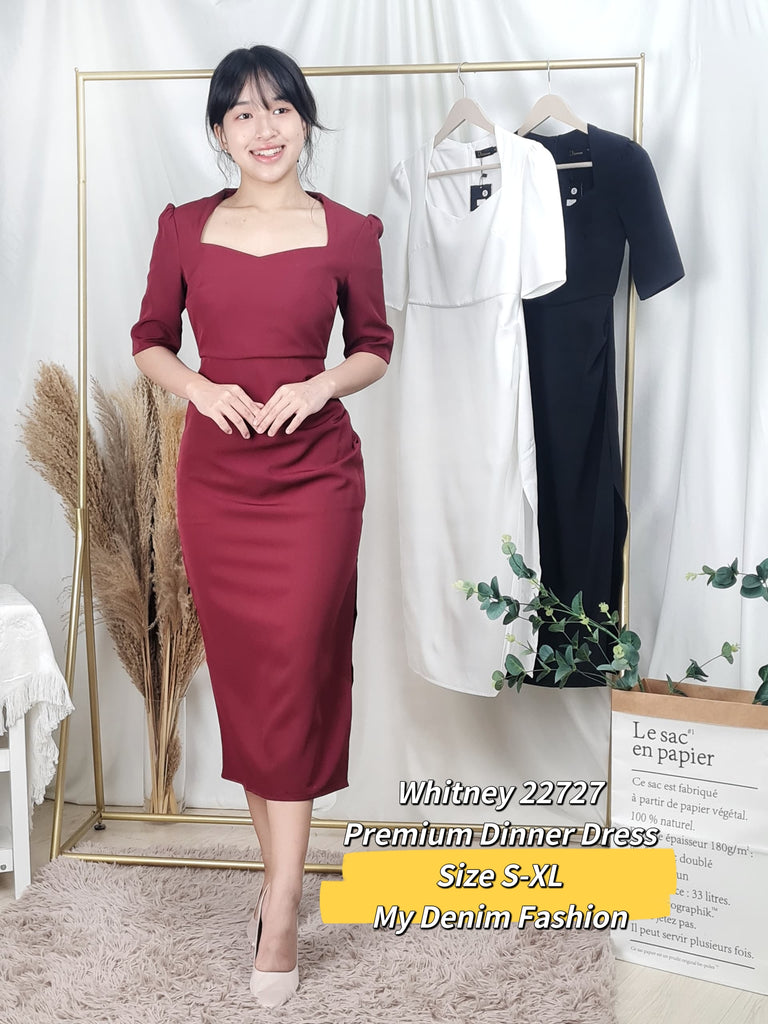 Premium Lady Dress 高雅纯色半袖连衣裙（WH.4) 22727