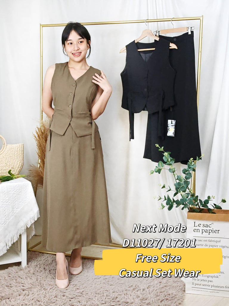 Premium Lady Set Wear 飒美无袖马甲长裙套装 (NM.2) D11027/17201