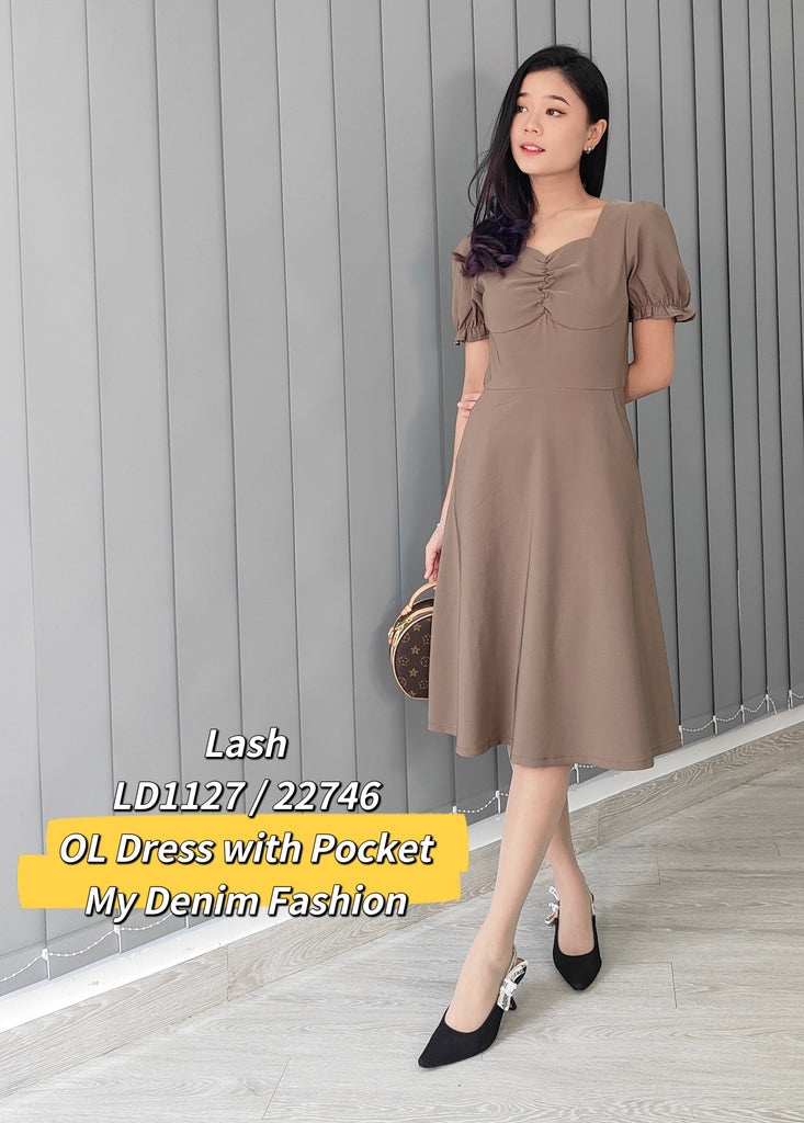 Premium OL Dress 皱褶公主袖OL连身裙 (LH.5) LD1127/22746