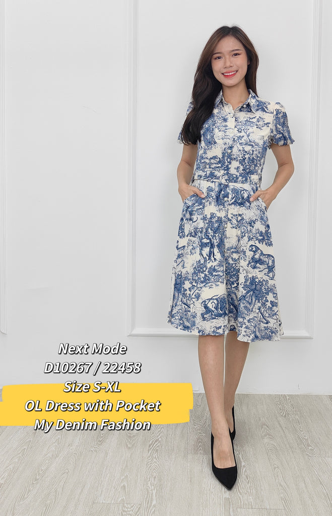 Premium OL Dress 绝美古典印花OL连身裙 (NM.7) D10267/22458