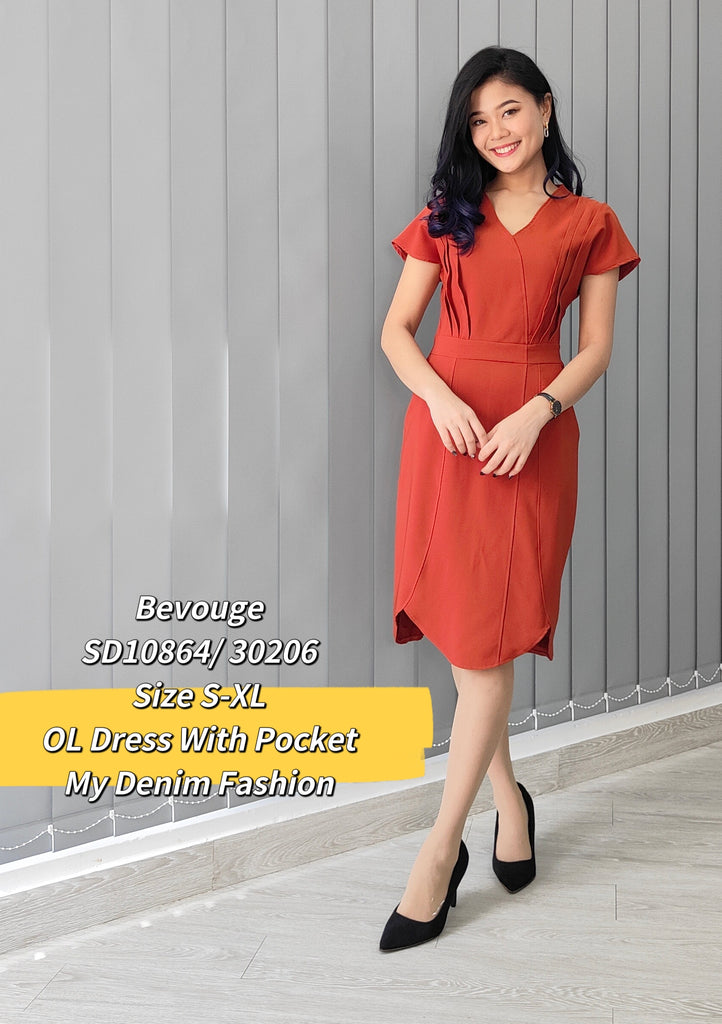 Premium OL Dress 端庄条纹V领OL连身裙 (BV.4) SD10864/30206