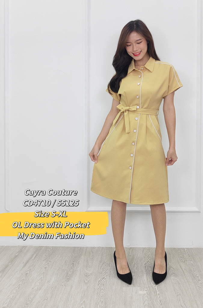 Premium OL Dress 柔美落肩翻领OL连身裙 (CR.4) CD4710/55125