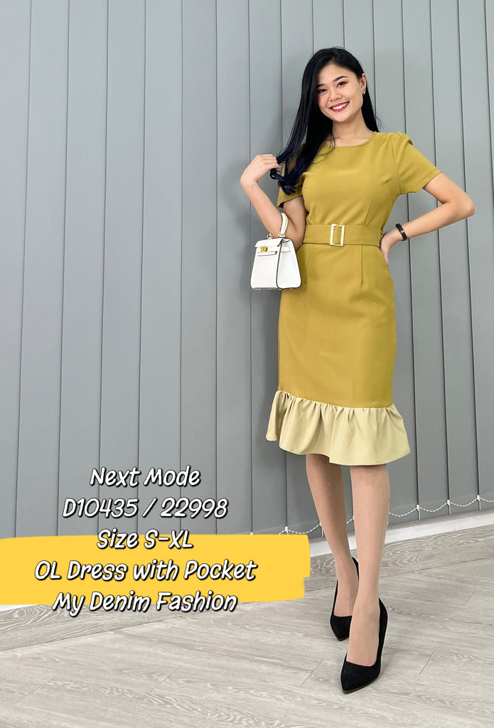 Premium OL Dress 端庄拼色OL连身裙 (NM.4) D10435/22998